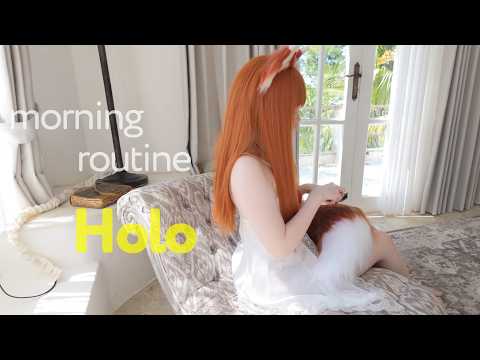 Watch Holo get ready with her cute ears and tail | Cosplay morning routine